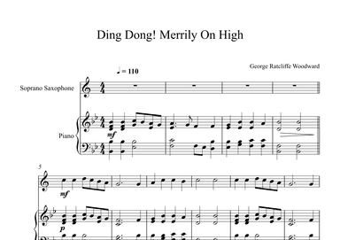Ding Dong! Merrily On High! - George Ratcliffe Woodward (Soprano Sax + Piano) (arr. Digital Book Music)