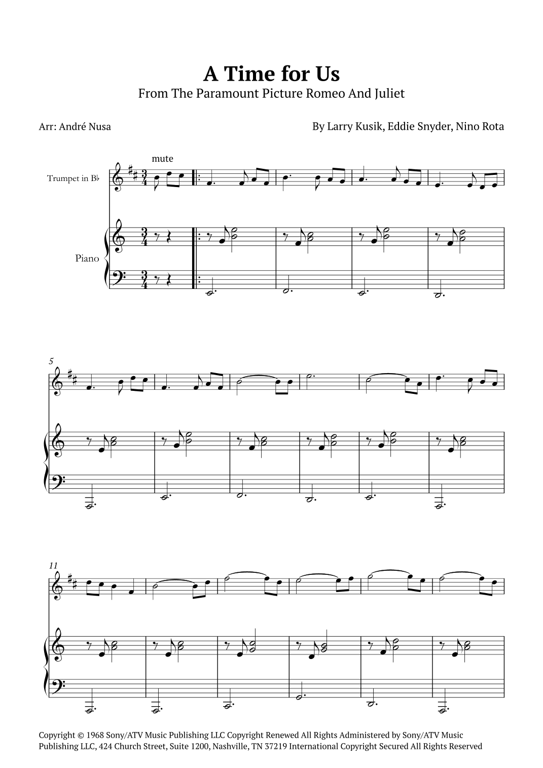 A Time For Us (love Theme) (arr. André Nusa)