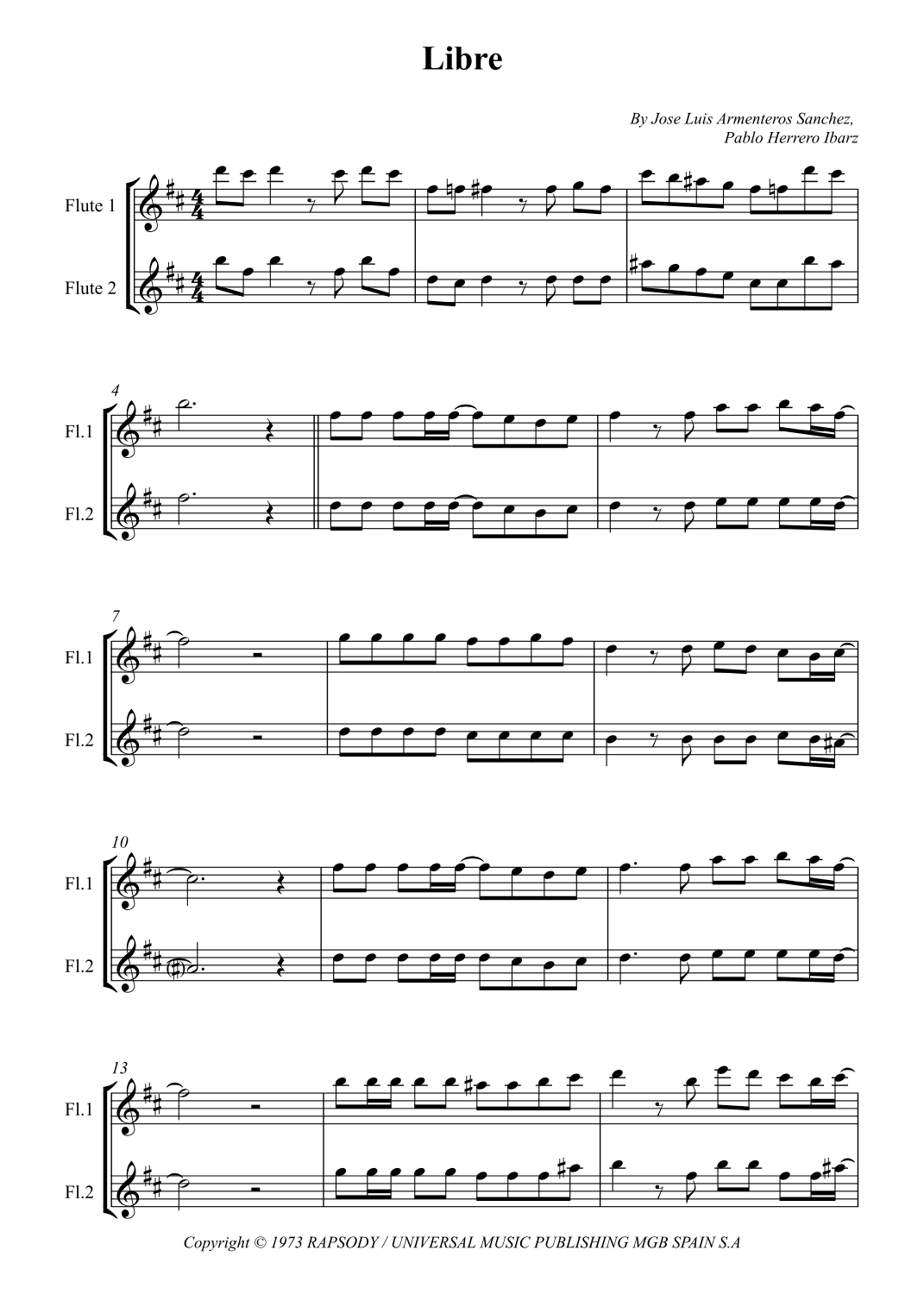 Libre (arr. Wesley S. SIlva)