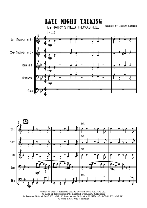 Late Night Talking (arr. Douglas Cameron)