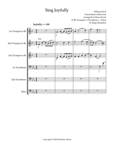 Sing Joyfully (Eb) (Brass Sextet) (3 Trp, 2 Trb, 1 Tuba) (arr. Regis Bookshar)