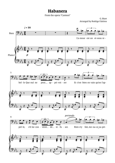 Habanera (for bass - C minor/major) (arr. Rodrigo Faleiros)