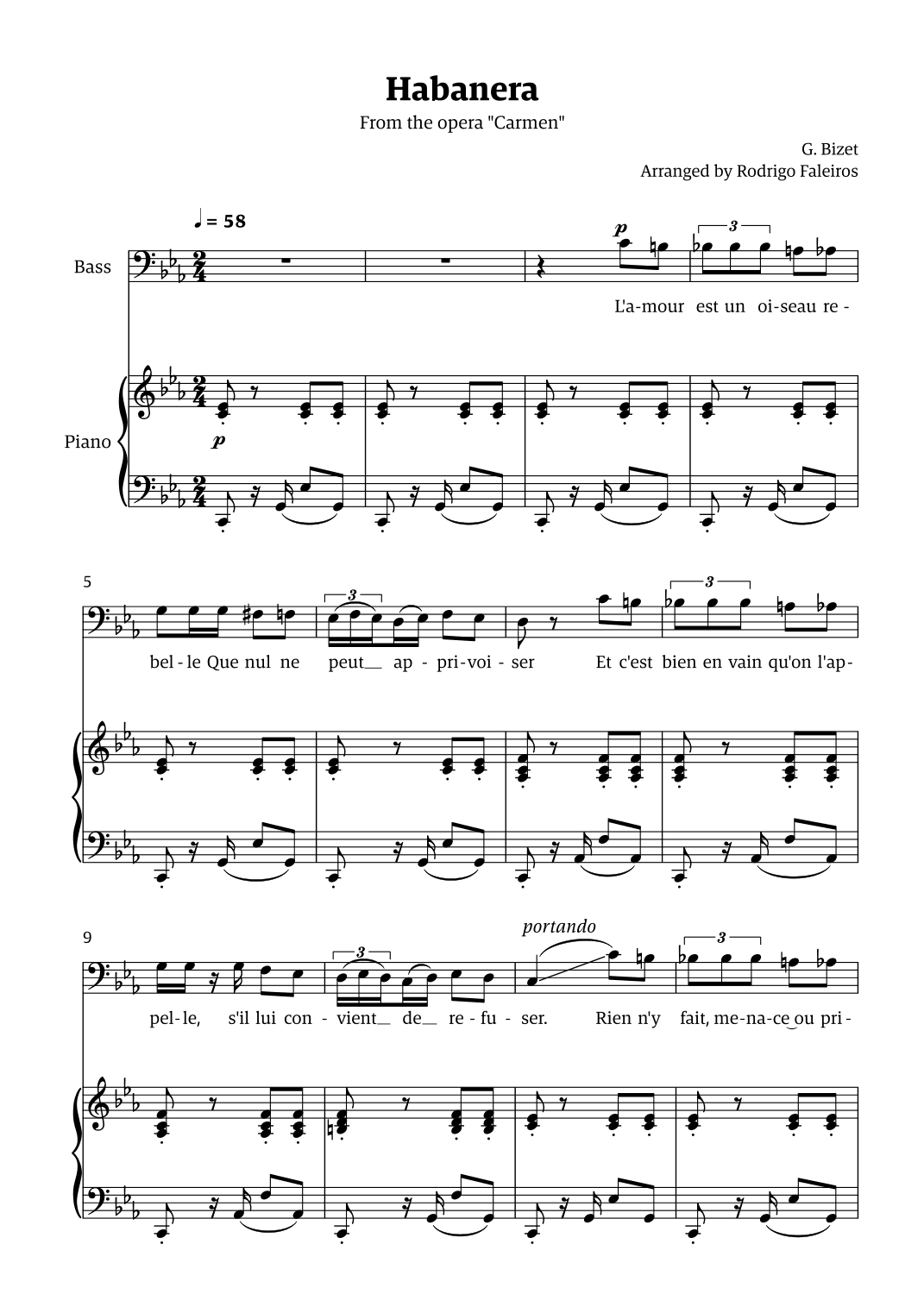 Habanera (for bass - C minor/major) (arr. Rodrigo Faleiros)