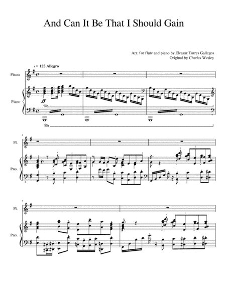 And Can It Be That I Should Gain for flute and piano (arr. Eleazar Torres Gallegos)