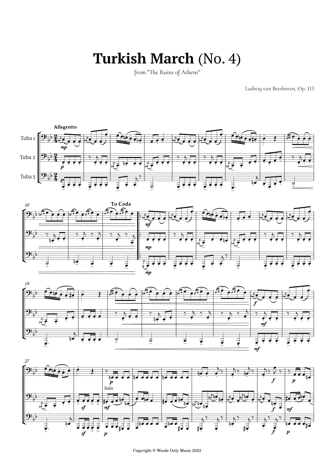 Turkish March by Beethoven for Tuba Trio (arr. Ander)