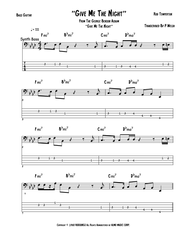 Give Me The Night (arr. Accubass)