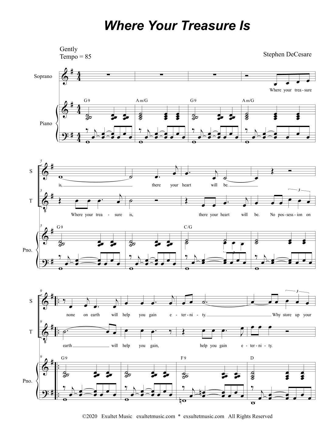 Where Your Treasure Is (Duet for Soprano and Tenor solo)