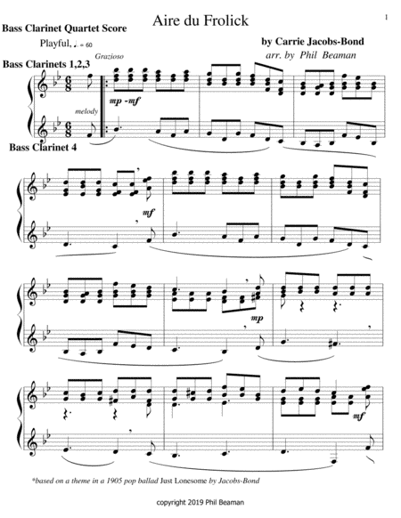 Aire du Frolick-bass clarinet quartet (arr. Phil Beaman)