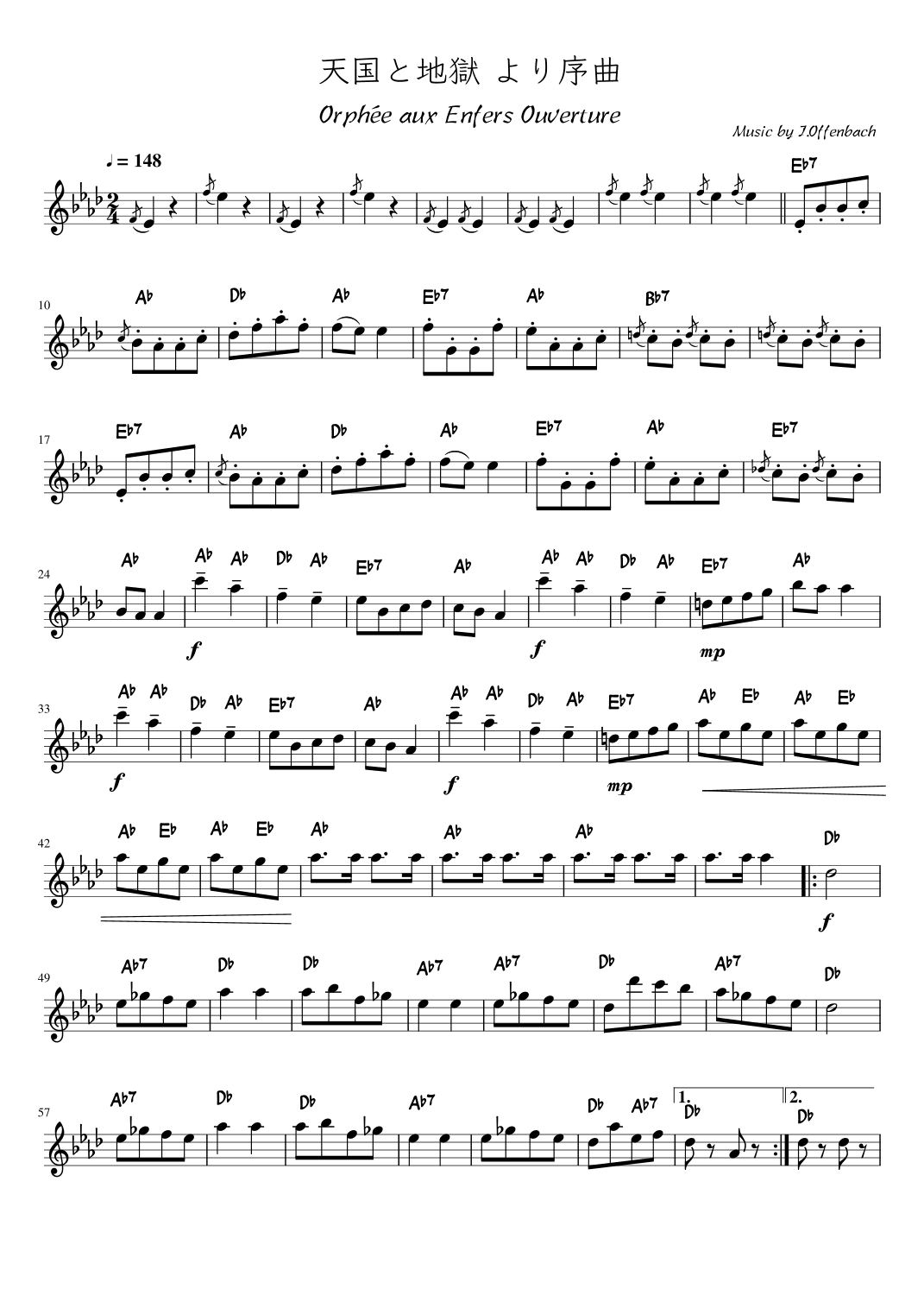 “Overture” from Orpheé aux Enfers  (Asdur) (arr. pfkaori)