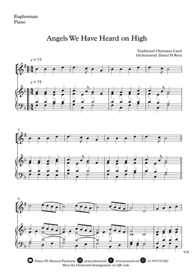 Angels We Have Heard on High  - Gloria in excelsi Deo - Easy Euphonium and Piano (arr. Daniel H Rosa)