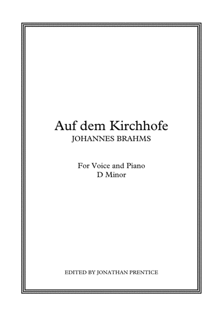 Auf dem Kirchhofe (D Minor) (arr. Jonathan Prentice)
