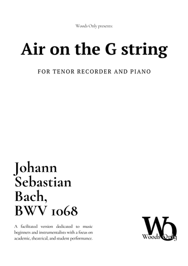 Air on the G String by Bach for Tenor Recorder and Piano (arr. Ander)