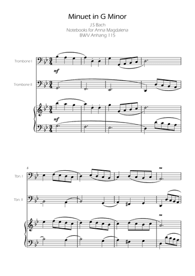 Minuet in G minor BWV Anh. 115 - Bach - Trombone Duet (arr. Ygor Nunes)