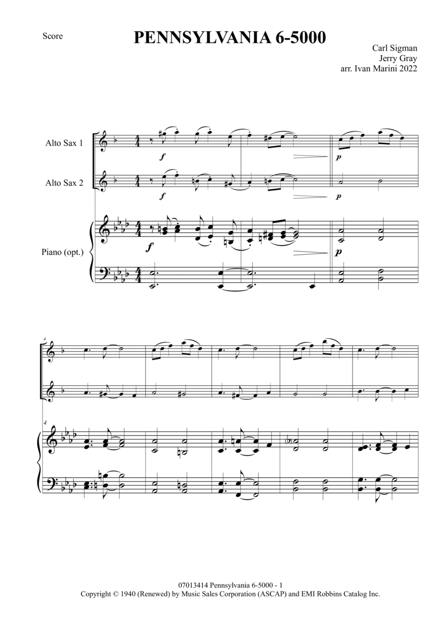 Pennsylvania 6-5000 (arr. Ivan Marini)
