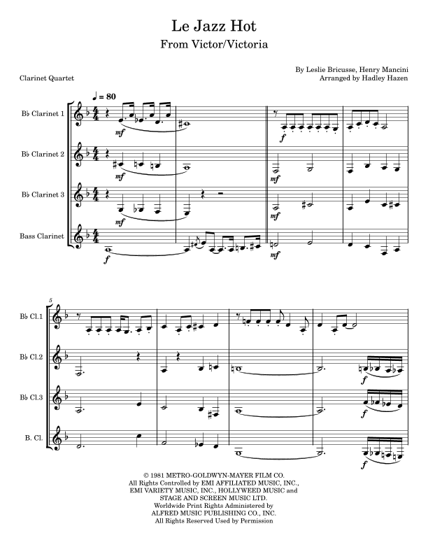 Le Jazz Hot (arr. Hadley Hazen)