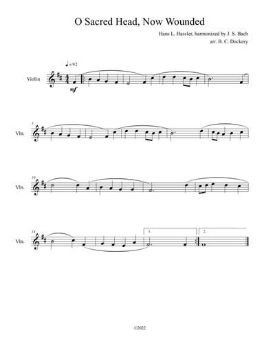 O Sacred Head, Now Wounded (Violin Solo) (arr. B. C. Dockery)