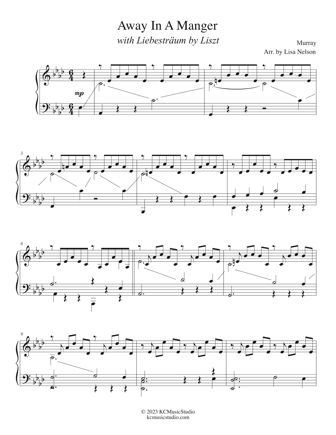 Away in a Manger with Liebesträum by Liszt for Advanced Piano by Lisa Nelson (arr. Lisa Nelson)