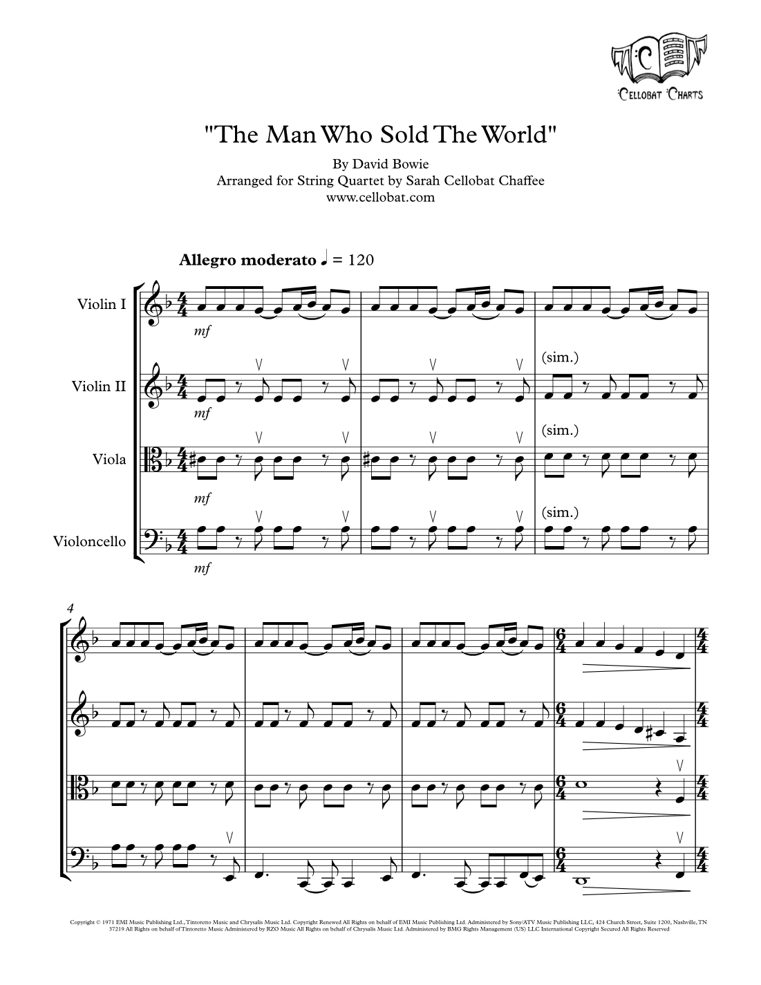 The Man Who Sold The World (arr. Sarah Cellobat Chaffee)