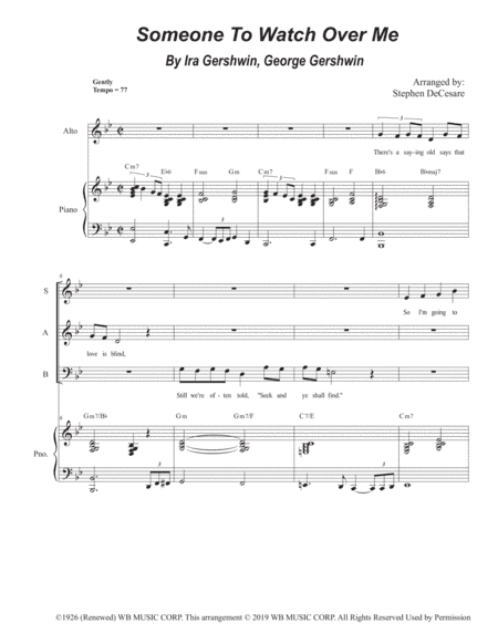 Someone To Watch Over Me (arr. Stephen DeCesare)