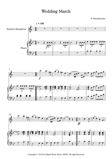 Wedding March - Felix Bartholdy Mendelssohn (Soprano Sax + Piano) (arr. Digital Book Music)
