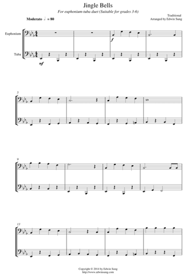 Jingle Bells (for euphonium(bass)-tuba duet, suitable for grades 3-6) (arr. Edwin Sung)