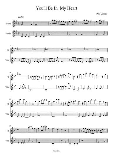 You'll Be In My Heart (arr. Nia Squirrell, Vittari Duo)