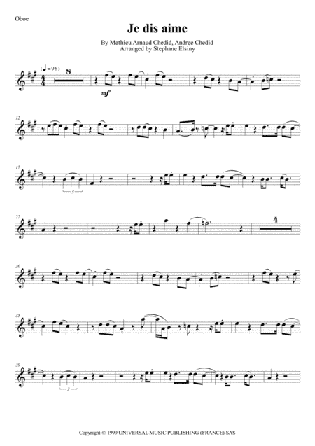 Je Dis Aime (arr. Stephane ELSINY)