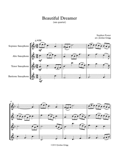 Beautiful Dreamer (sax quartet) (arr. Jordan Grigg)