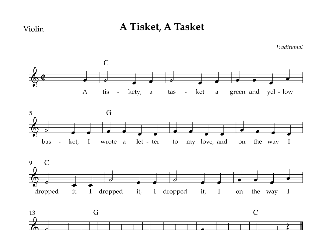 A Tisket, A Tasket (Easy) (arr. Wesley S. SIlva)