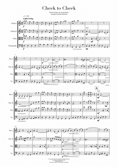 Cheek To Cheek (arr. Björn Kleiman)