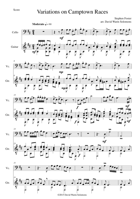 Variations on Camptown Races for cello and guitar (arr. David Warin Solomons)