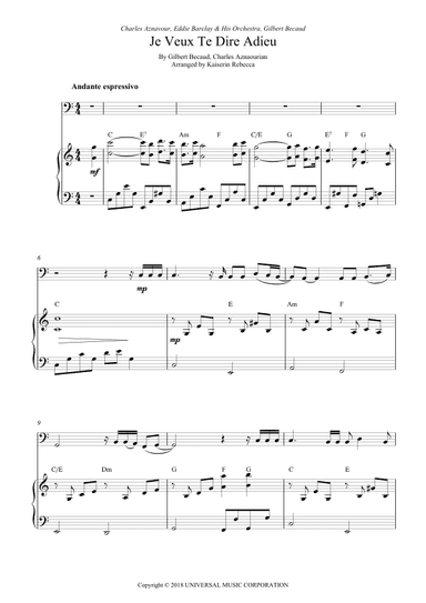 Je Veux Te Dire Adieu (arr. Kaiserin Rebecca)