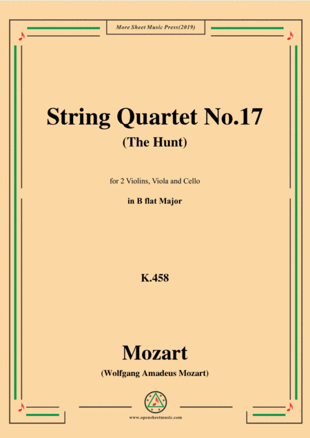 Mozart-String Quartet No.17 in B flat Major,The Hunt,K.458 (arr. MSM)