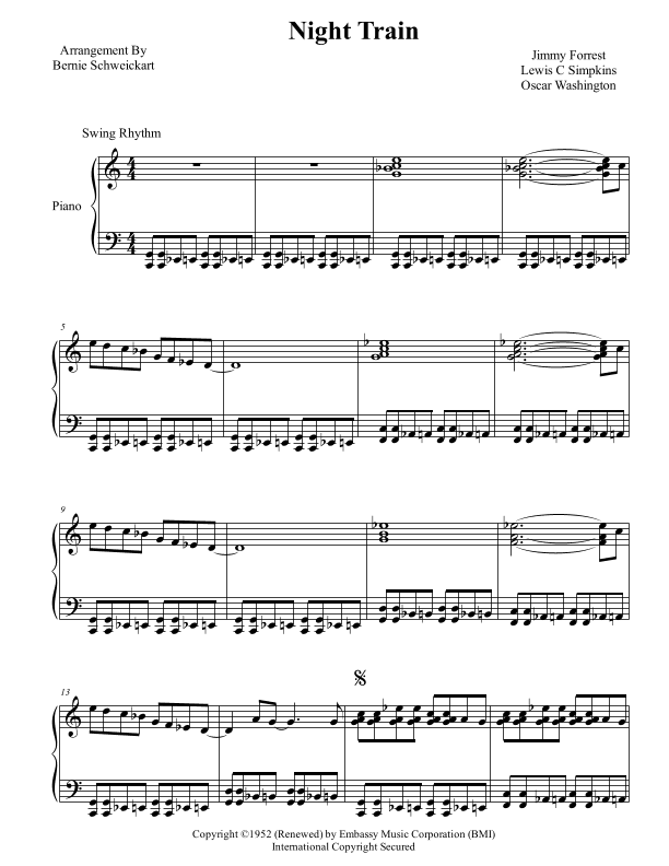 Night Train (arr. Bernie Schweickart)