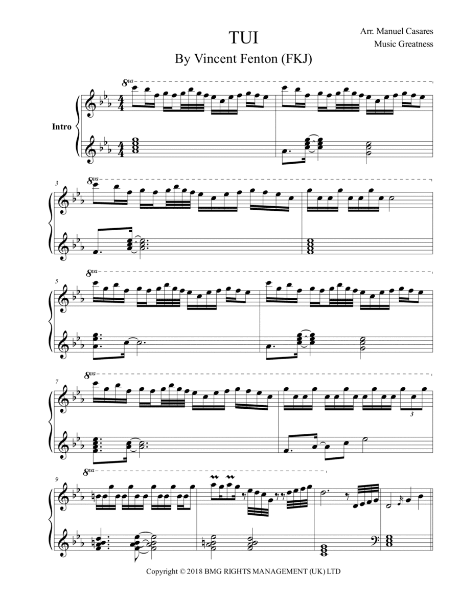 Tui - Fkj (arr. Music Greatness)
