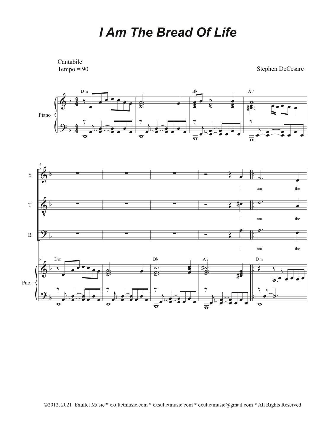 I Am The Bread Of Life (Vocal Quartet - (SATB)