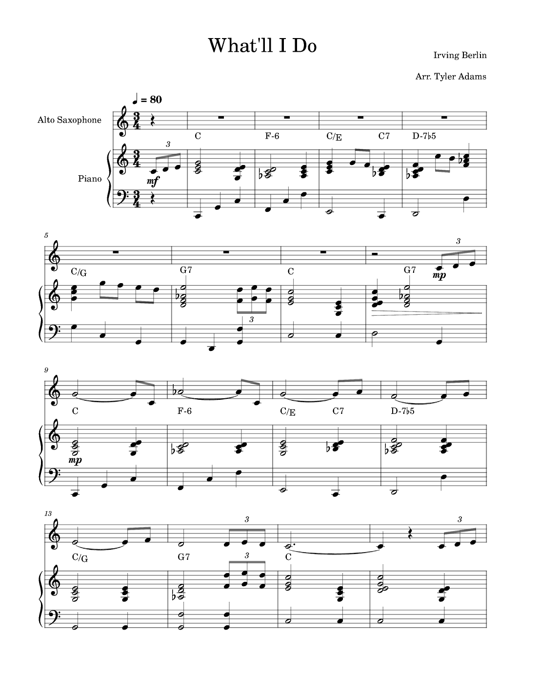 What'll I Do (Alto Sax Solo and Piano) (arr. Tyler Adams)