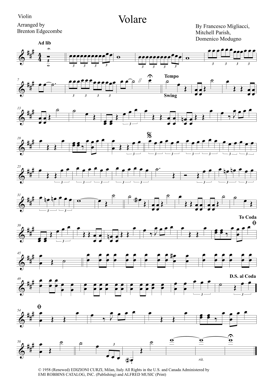 Volare (arr. Brenton Edgecombe)