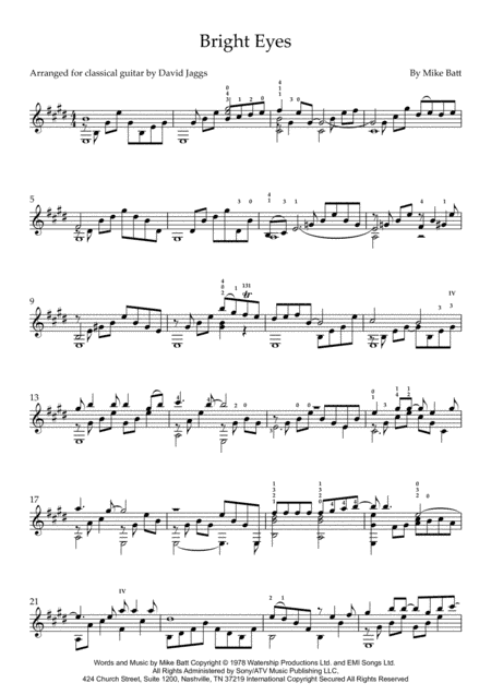 Bright Eyes (arr. David Jaggs)