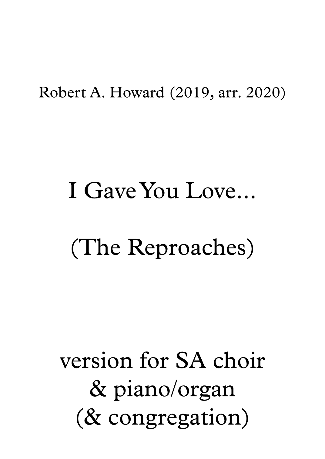 I Gave You Love (SA version)