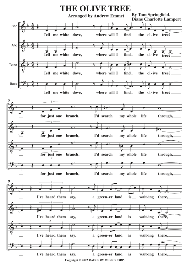 Olive Tree (arr. Andrew Emmet)