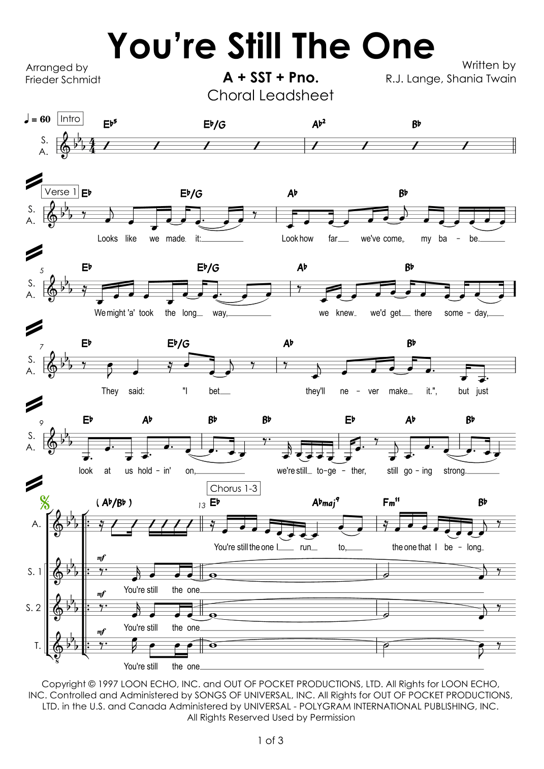 You're Still The One (arr. Frieder Schmidt)