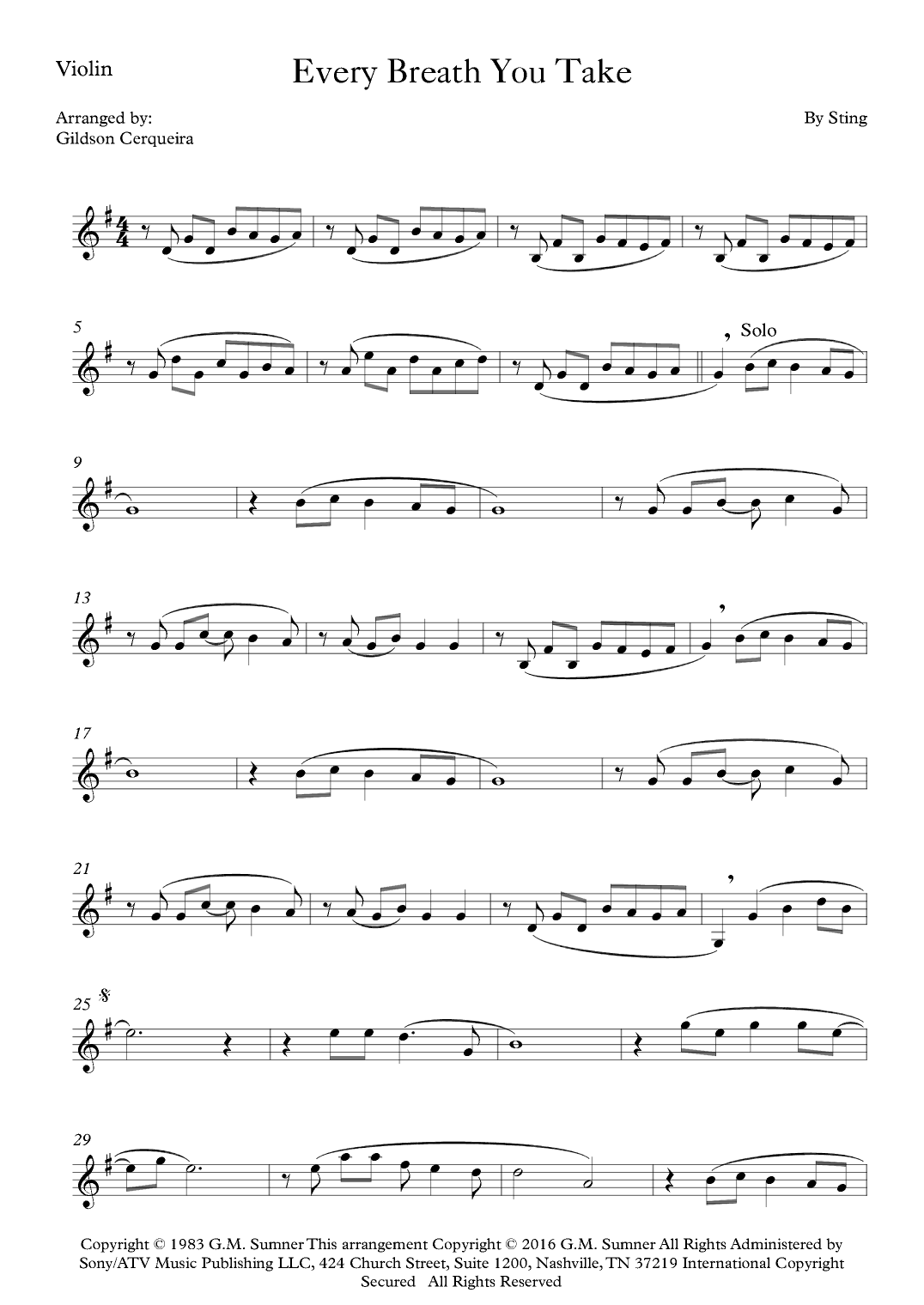 Every Breath You Take (arr. Gildson Cerqueira)