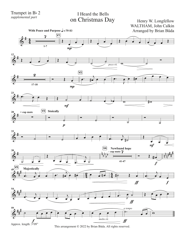 I Heard the Bells on Christmas Day - Supplemental parts - Duet part for Brass (arr. Brian Buda)