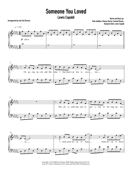 Someone You Loved (arr. Joni Van Rossum)