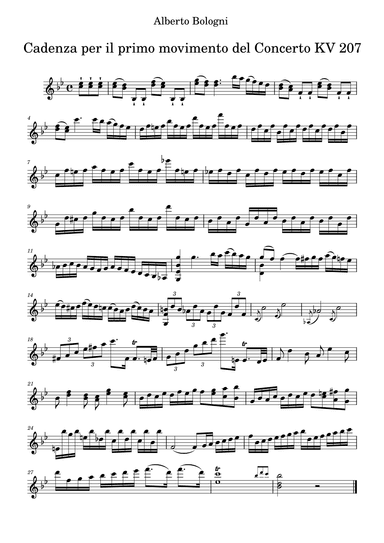 Cadenzas for Mozart's Violin Concerto KV 207