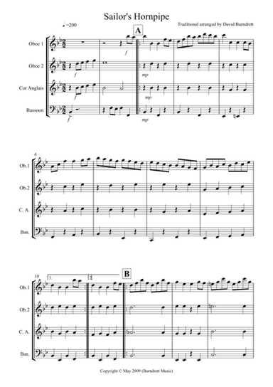 Sailor's Hornpipe for Double Reed Quartet (arr. David Burndrett)