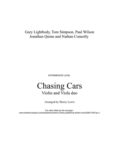 Chasing Cars (arr. Sherry Lewis)