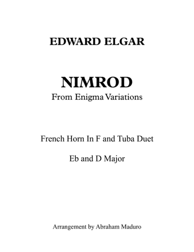 Nimrod French Horn and Tuba Duet-Two Tonalities Included (arr. Abraham Maduro)