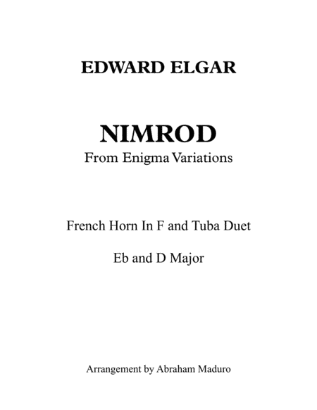Nimrod French Horn and Tuba Duet-Two Tonalities Included (arr. Abraham Maduro)